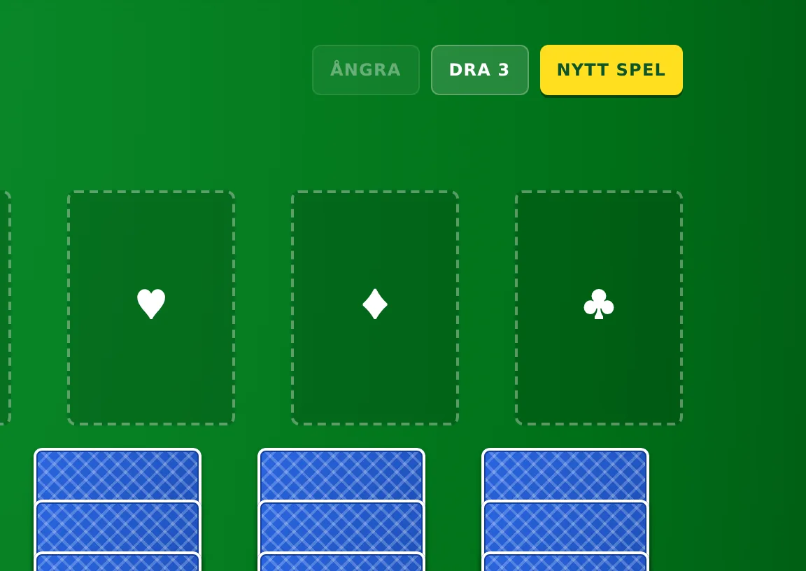 Grundhögarnas fyra tomma platser med symboler för spader, hjärter, ruter och klöver.